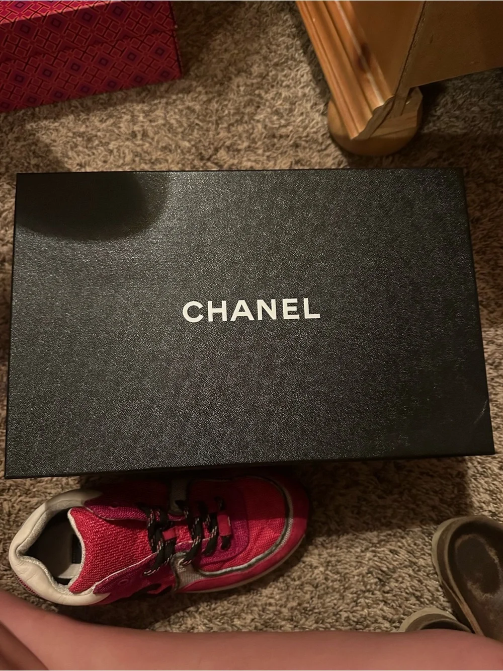 CHANEL Magenta Suede & Mesh Chunky Sneakers